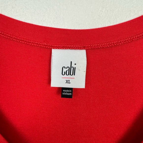 Cabi #6129 Red Formal Tee Short Sleeve Drawstring Peplum Soft Jersey Top - Picture 9 of 12